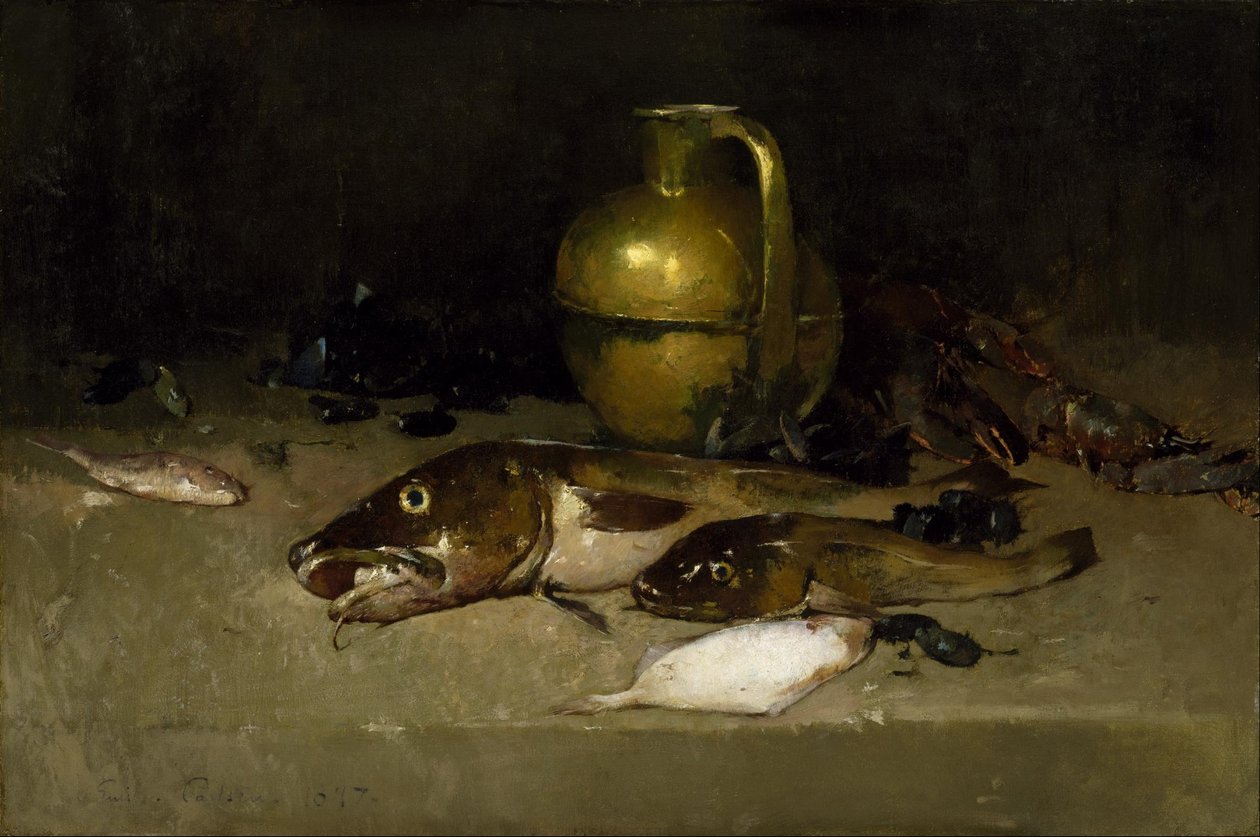 Bodegón con pescado de Emil Carlsen