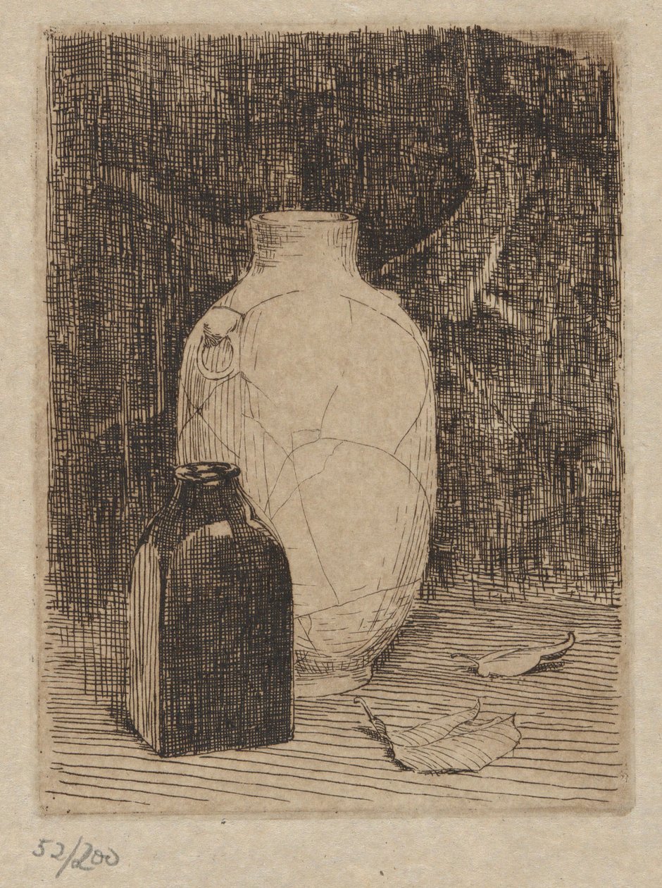 Naturaleza muerta con jarrón y botella de Emil Carlsen
