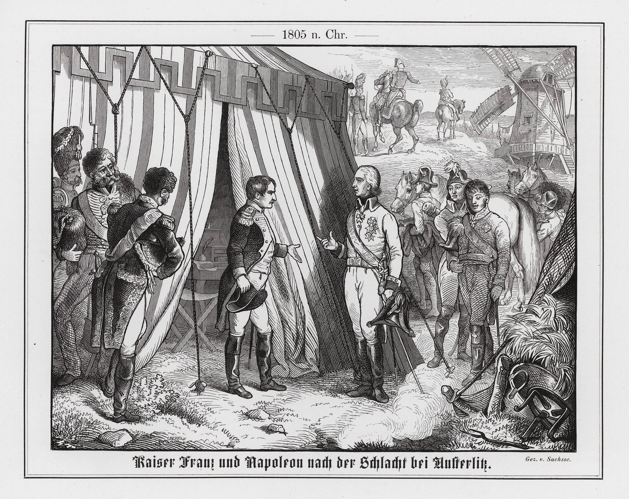 Encuentro de Napoleón y el emperador Francisco II de Austria tras la batalla de Austerlitz de Emil Eugen Sachsse
