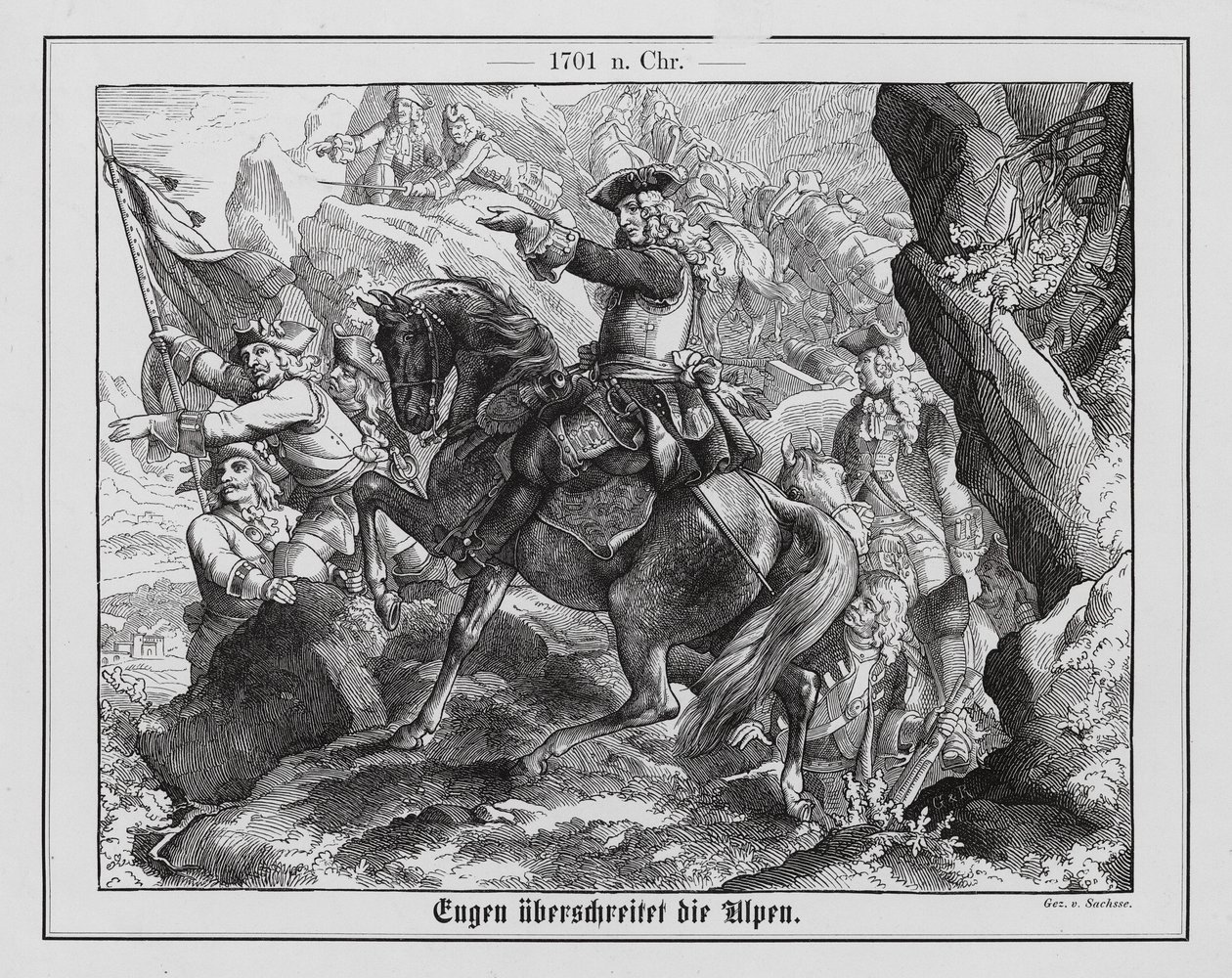 El príncipe Eugenio de Saboya y el ejército austriaco cruzan los Alpes de Emil Eugen Sachsse
