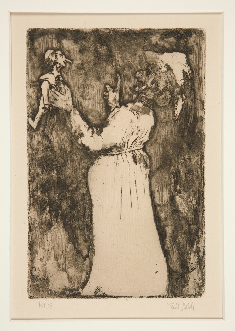 La marioneta, lámina 7 de Fantasías (Fantasy) de Emil Nolde