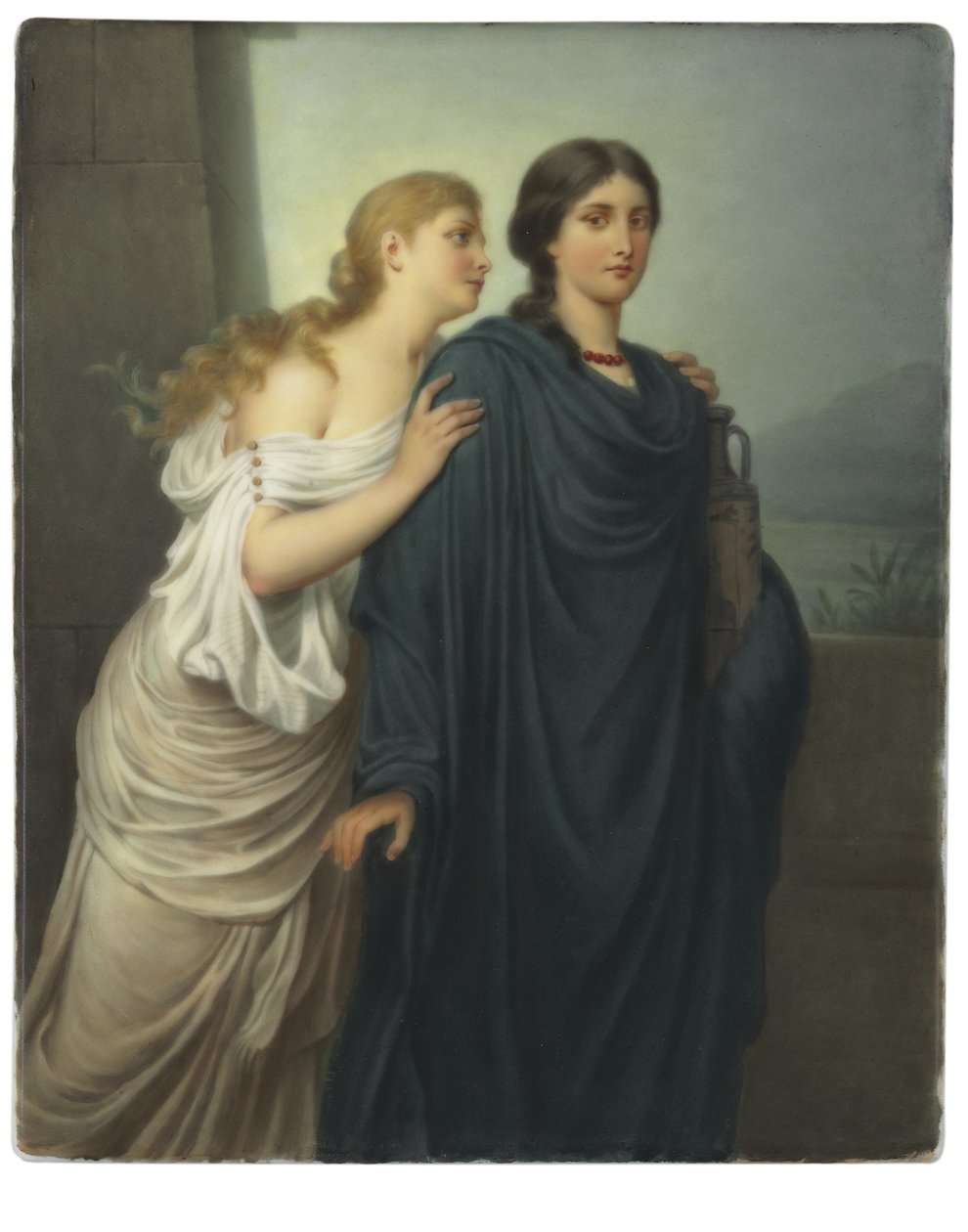 Placa rectangular, "Antígona e Ismene" de Emil Teschendorff