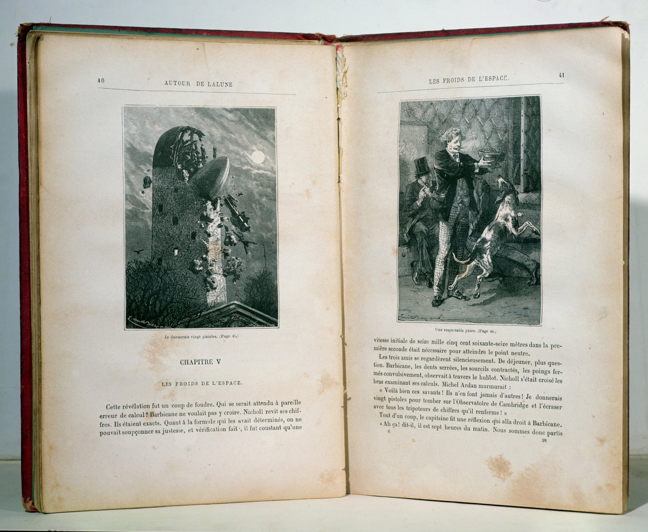 Ilustraciones de Alrededor de la Luna por Jules Verne (1828-1905), ediciones Hetzel de Emile Antoine Bayard