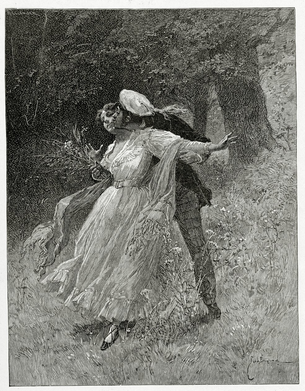 Juventud, Las Canciones de las Calles y los Bosques, Siglo XIX (grabado en blanco y negro) de Emile Antoine Bayard