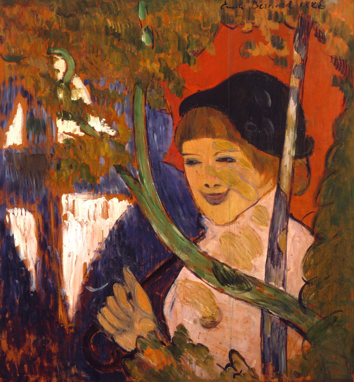 Chica bretona con un paraguas rojo, 1888 de Emile Bernard