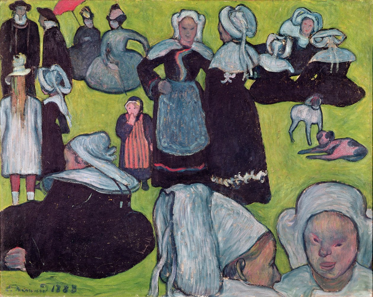 Bretones en un campo o, El perdón, 1888 de Emile Bernard