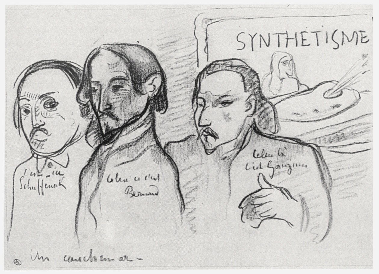 Retratos de Gauguin, Bernard y Schuffenecker de Emile Bernard