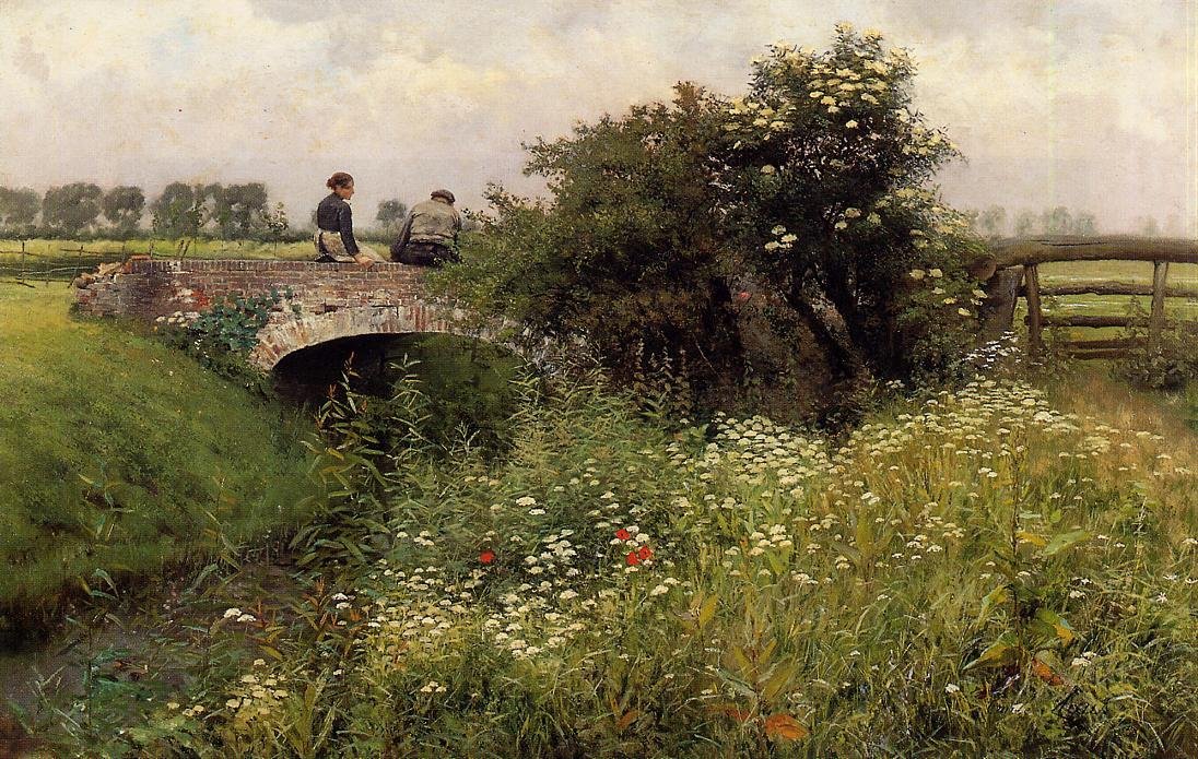 Un encuentro en el puente de Emile Claus