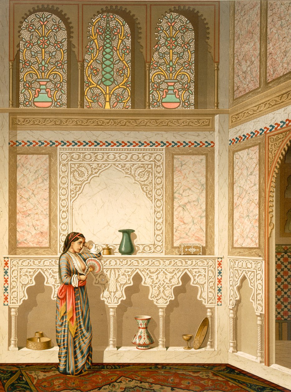 El Cairo: Interior de la casa doméstica de Sidi Youssef Adami, siglo XIX de Emile Prisse d