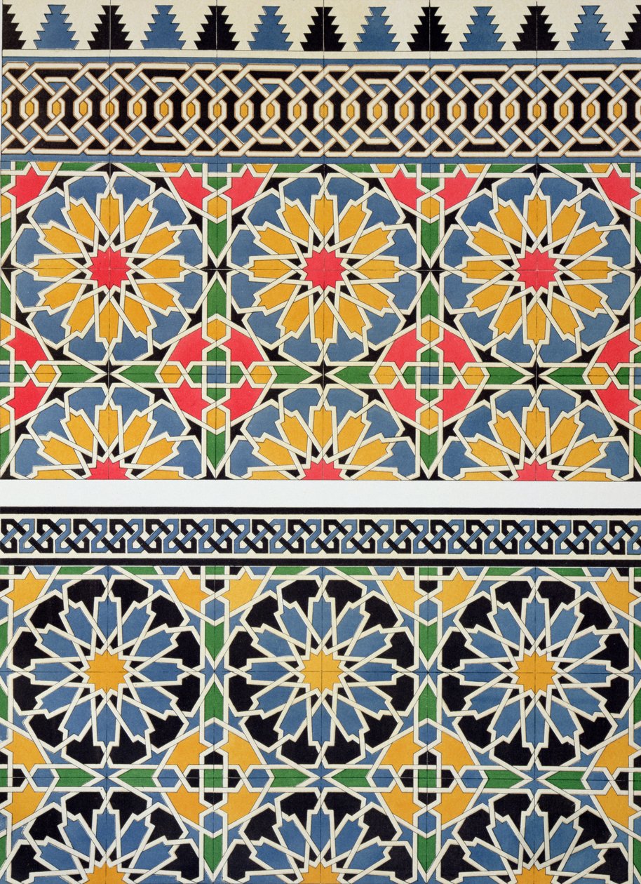 Azulejos de la pared del mihrab de la Mezquita de Cheykhoun, de 