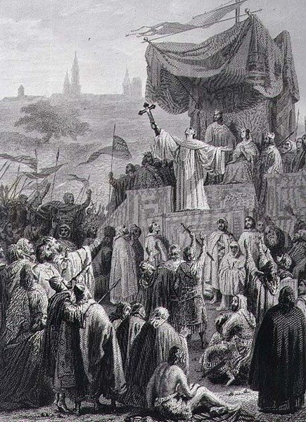 Predicación de la Segunda Cruzada, grabado por Alexandre Marie Colin de Emile (after) Signol