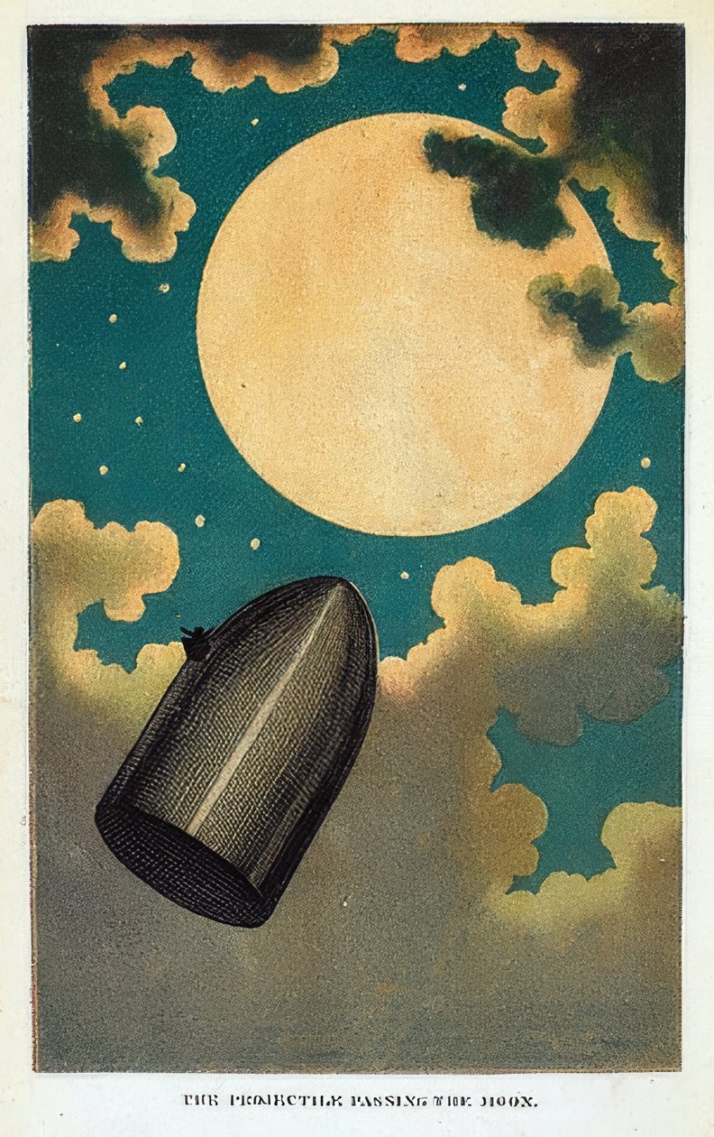 Ilustración del libro De la Tierra a la Luna de Julio Verne. 1877 de Emile Antoine Bayard
