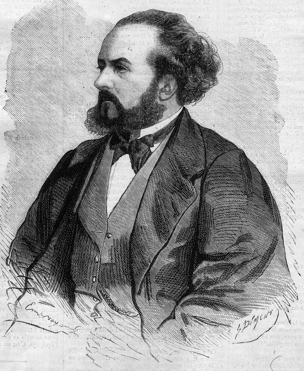 Retrato de Gustave Hippolyte (Gustave-Hippolyte) Roger (1815-1879), tenor francés - dibujo de Emile Bayard de Emile Antoine Bayard
