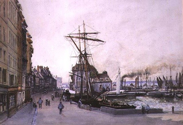 El muelle en Honfleur de Emile Antoine Francois Herson