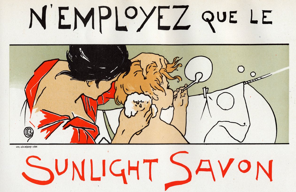 Niño en su baño, anuncio de jabón Sunlight, finales del siglo XIX (cartel) de Émile Berchmans