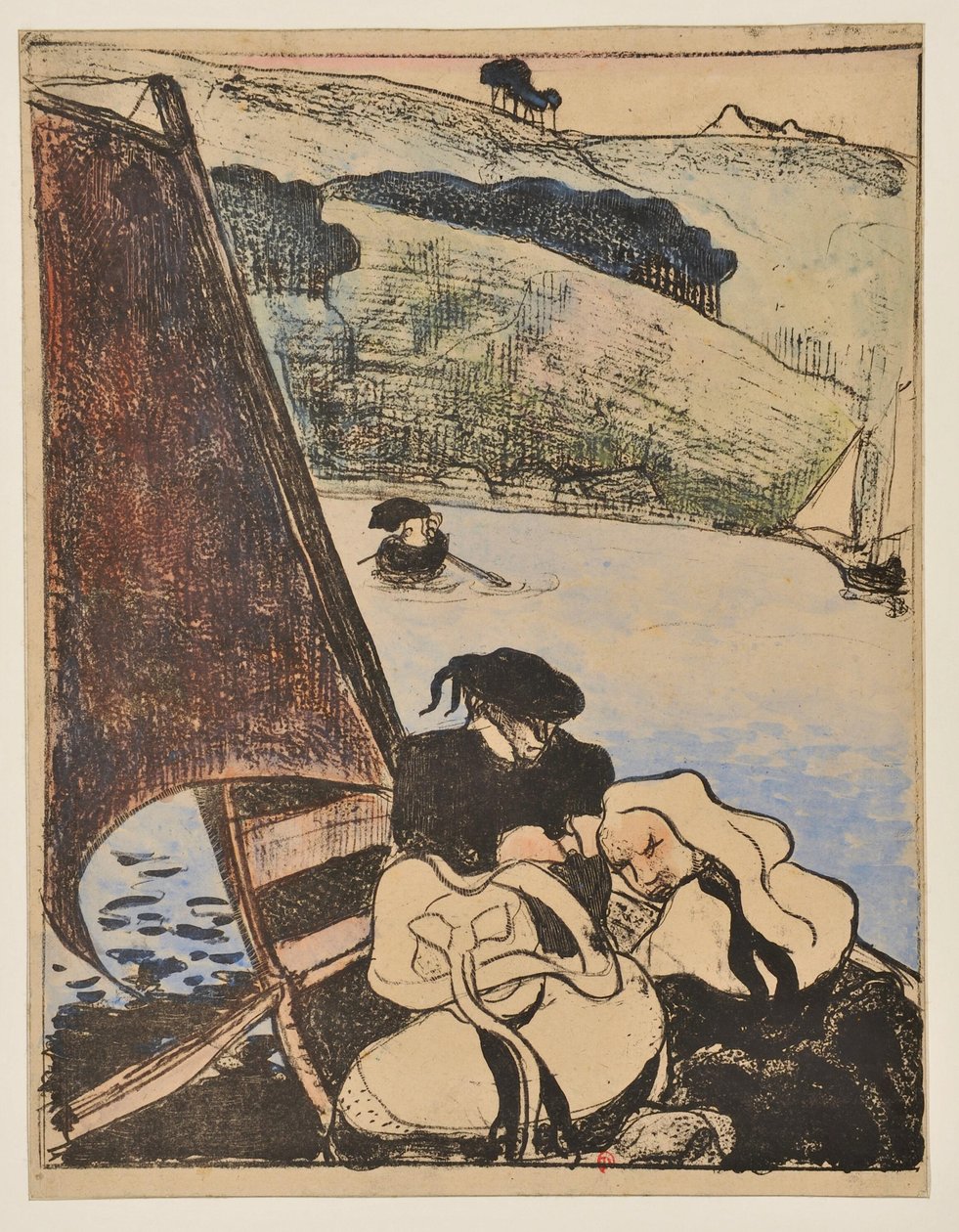 Bretones en barca sobre el Aven de Emile Bernard