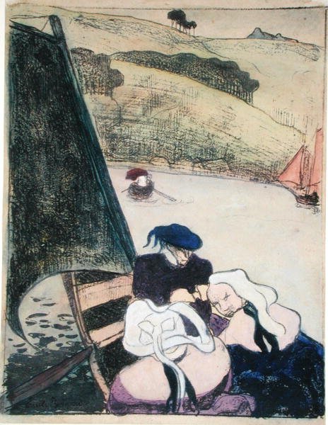 Bretones en barca, de la serie "Les Brettoneries". de Emile Bernard