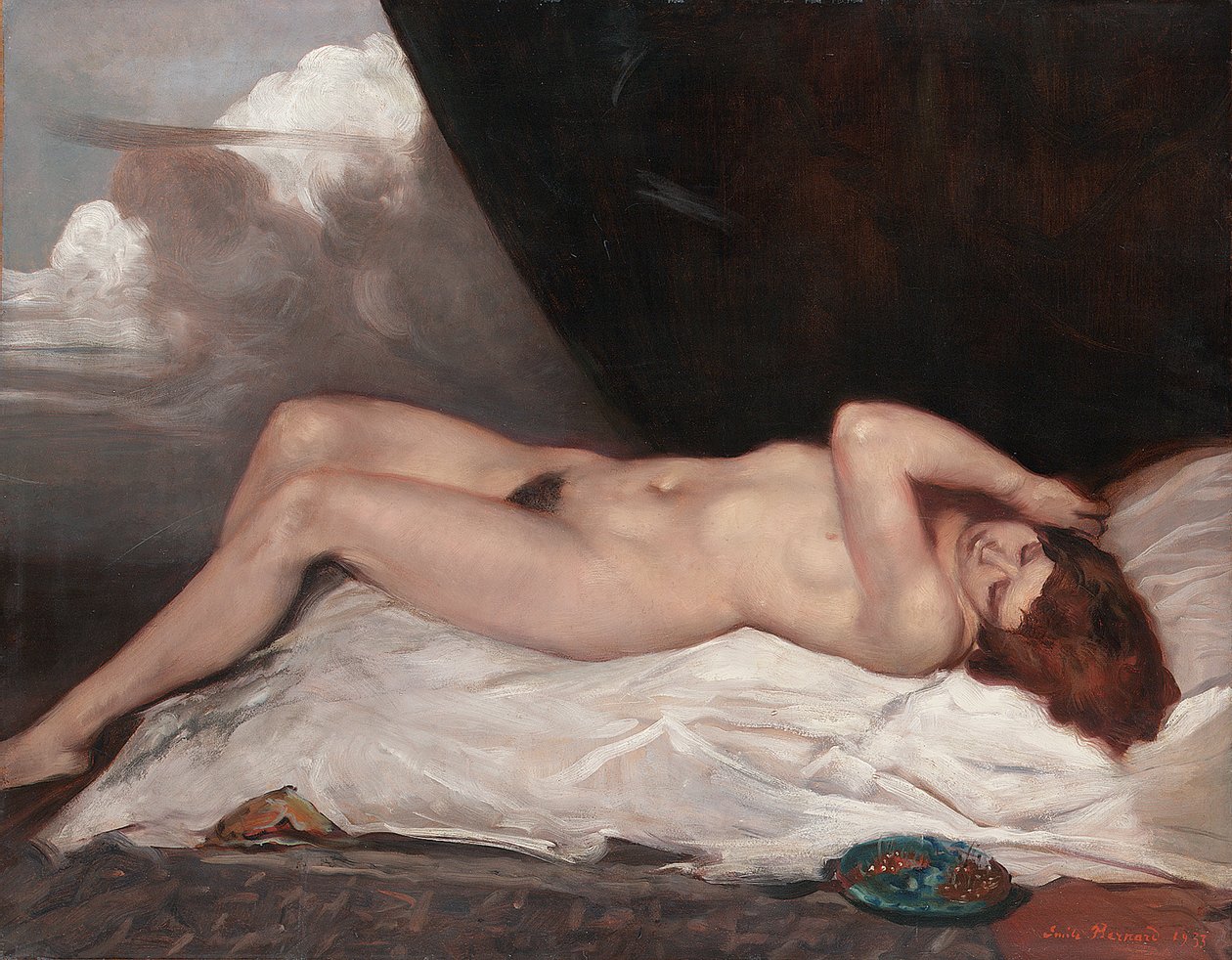 Desnudo con una taza de cerezas, 1933 de Emile Bernard