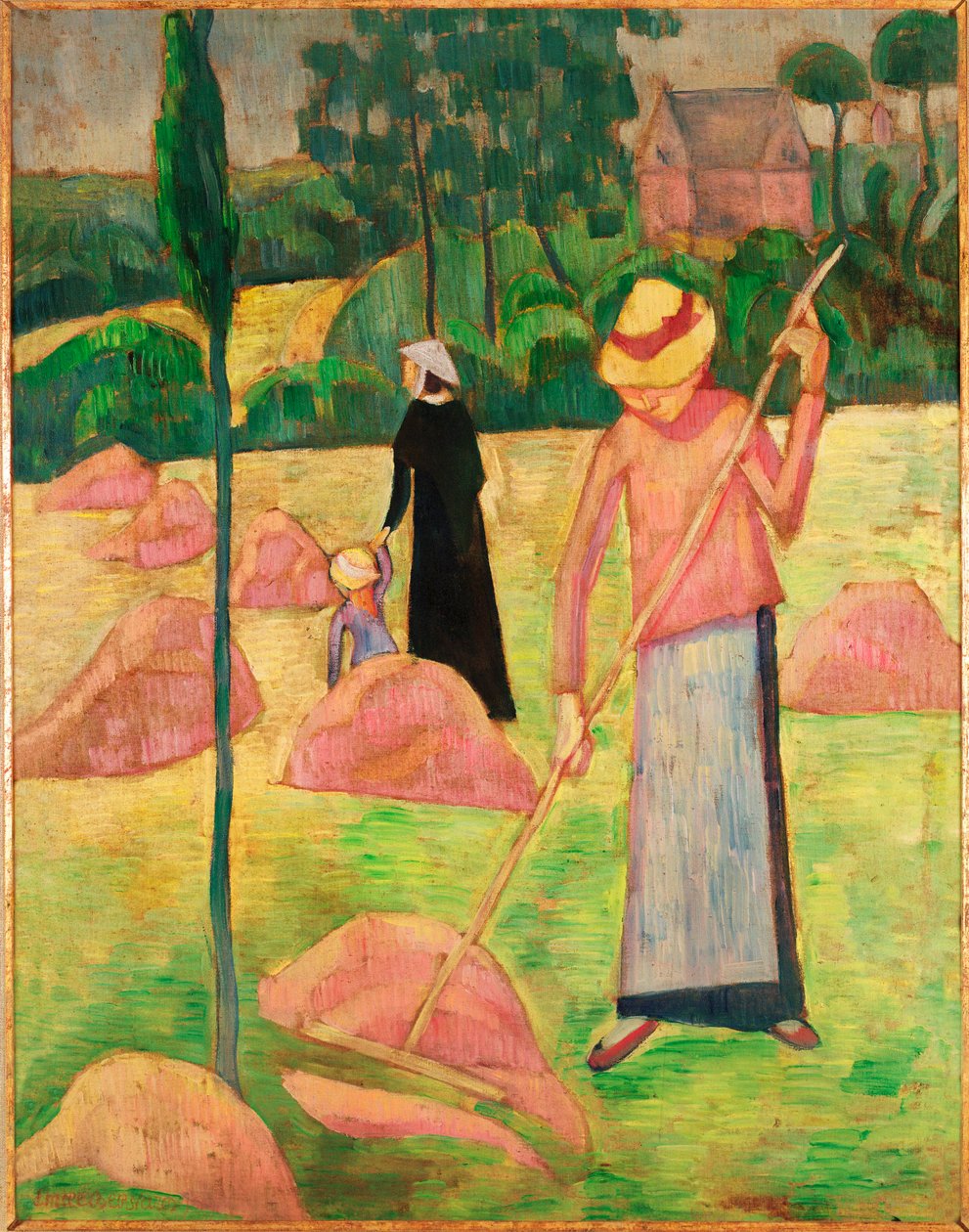 Mujer con rastrillo ... (óleo sobre lienzo) de Emile Bernard