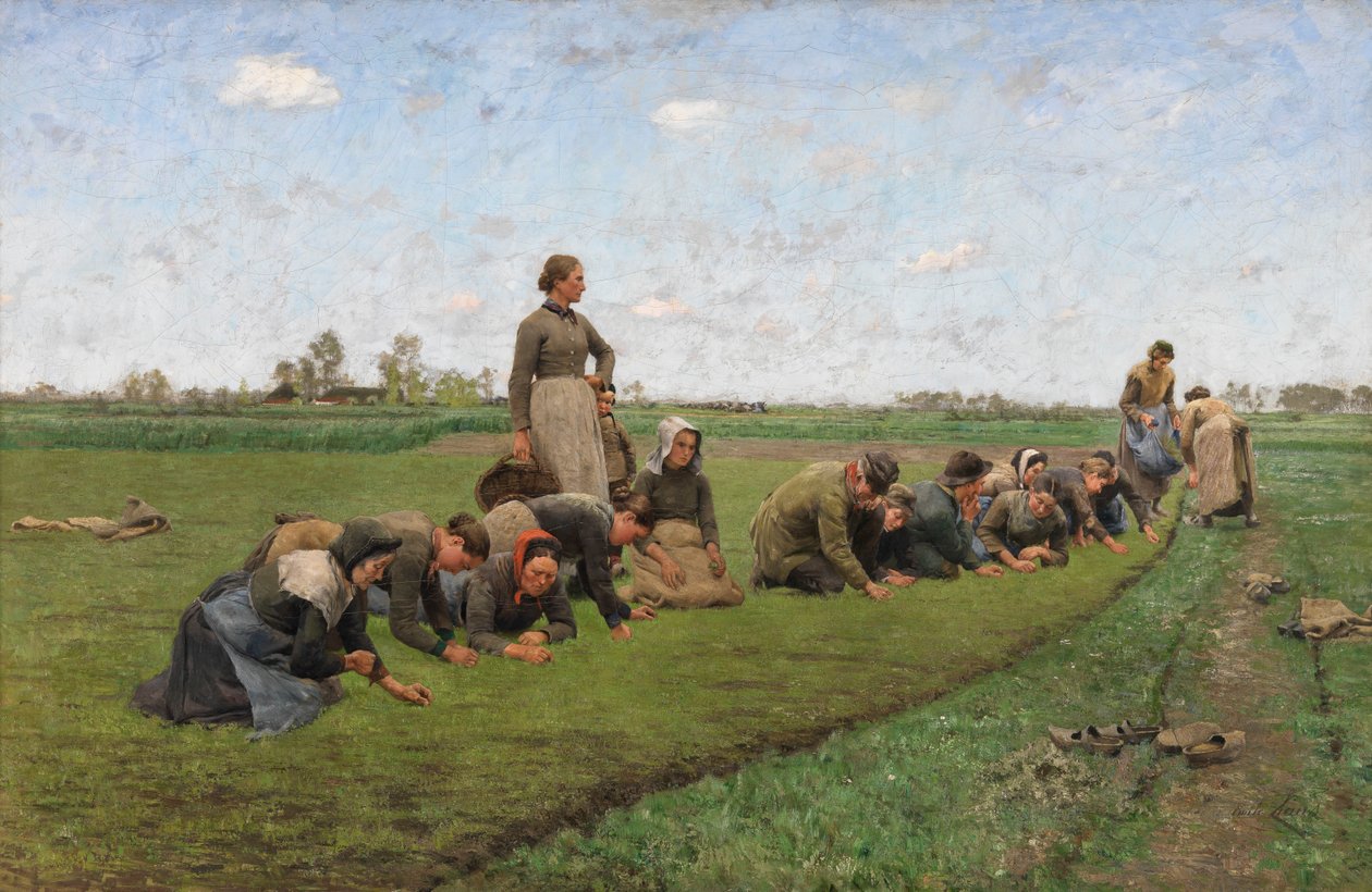 Deshierbe del lino en Flandes de Emile Claus
