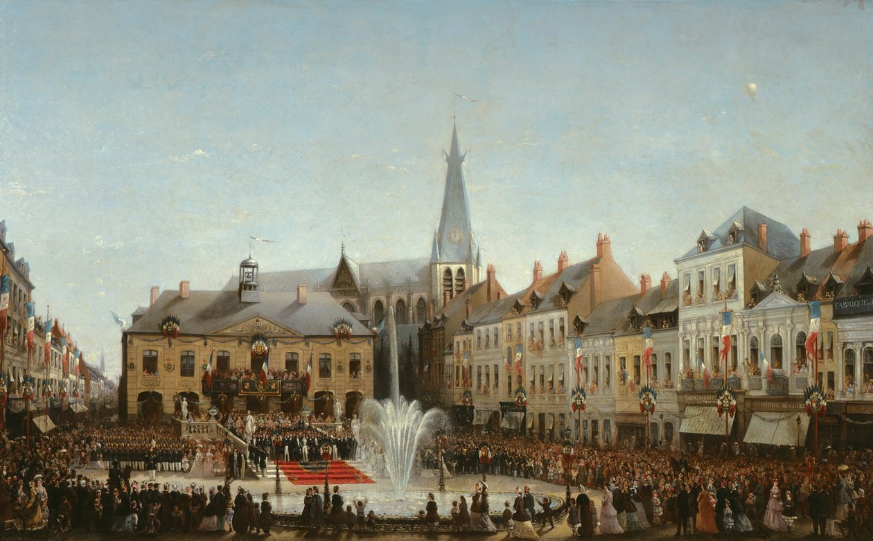 Ceremonia de inauguración del agua del Lys en Tourcoing en 1863, 1864 de Emile Defrenne