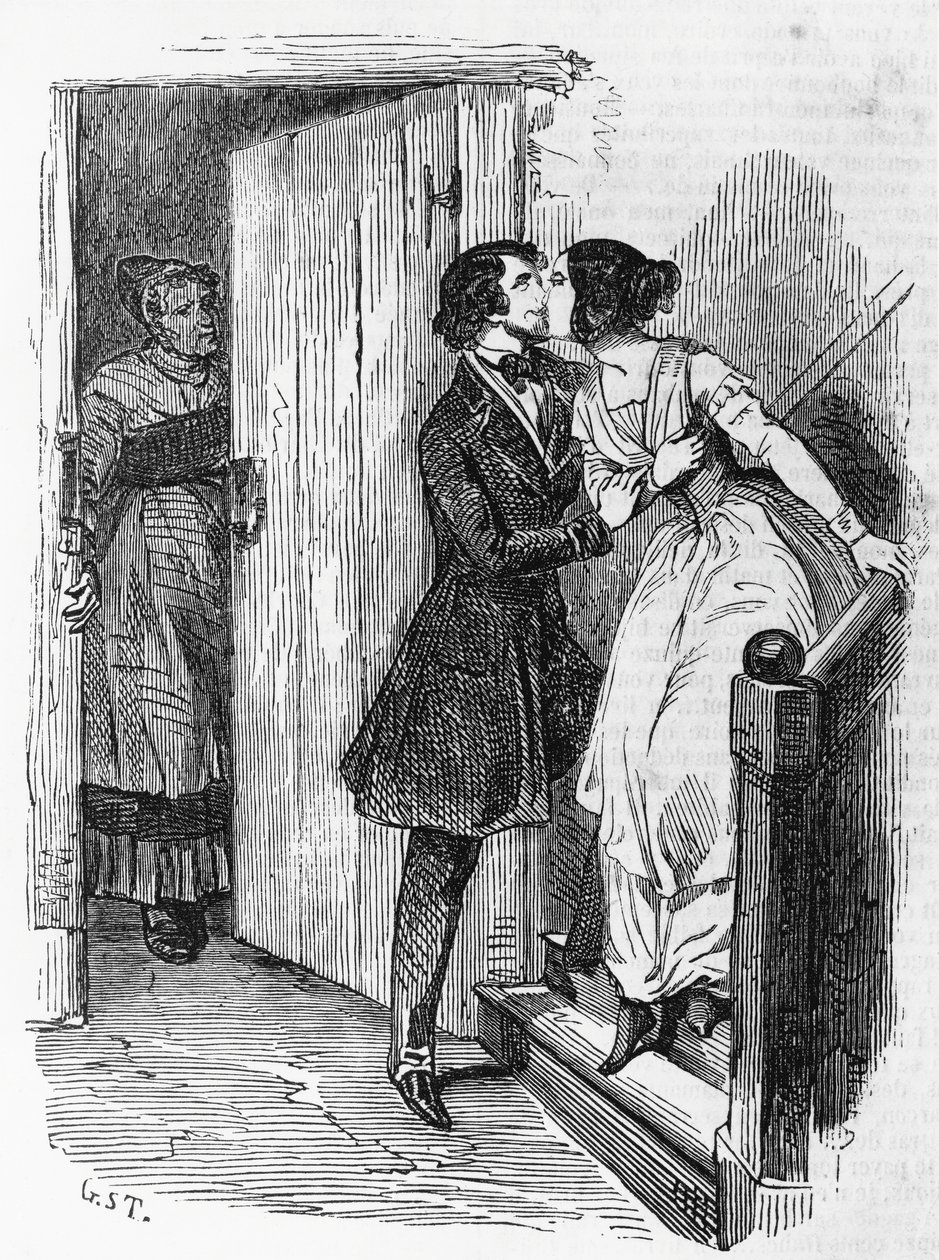 Ilustración de Eugenie Grandet, novela de Honore de Balzac (1799-1850) de la colección en varios volúmenes titulada Comedia humana, grabado de Emile Deschamps (1822-1893). de Emile Deschamps