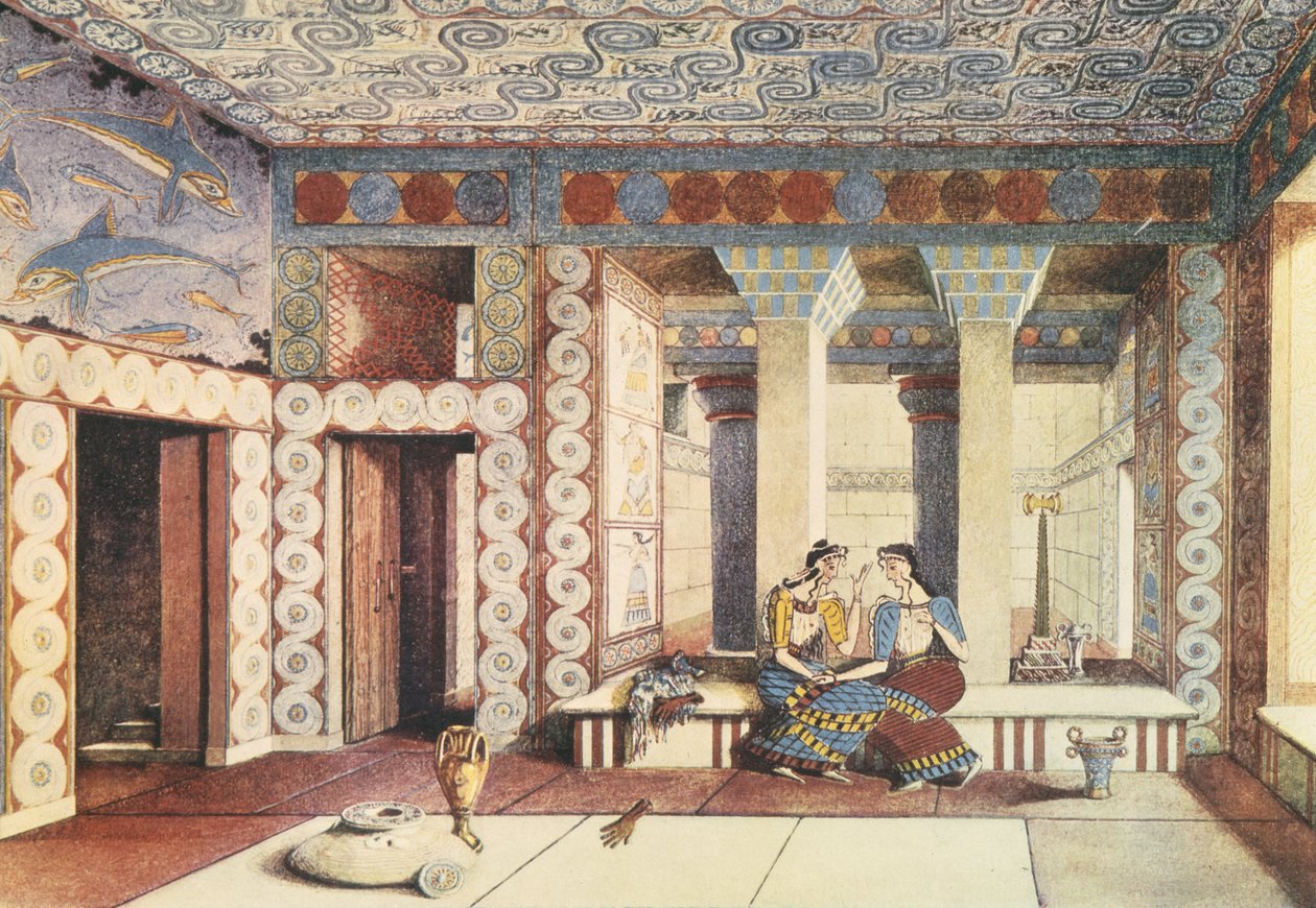 Impresión artística del Palacio de Cnosos, Creta, c.1900 (litografía) de Emile Gilliéron