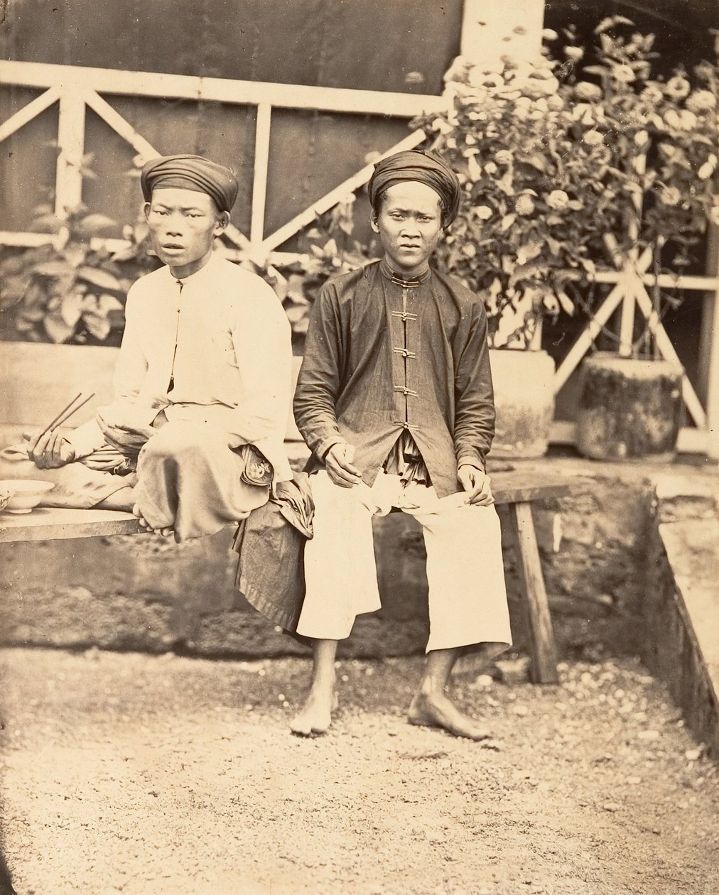 Milicianos comiendo arroz, Cochinchina de Emile Gsell