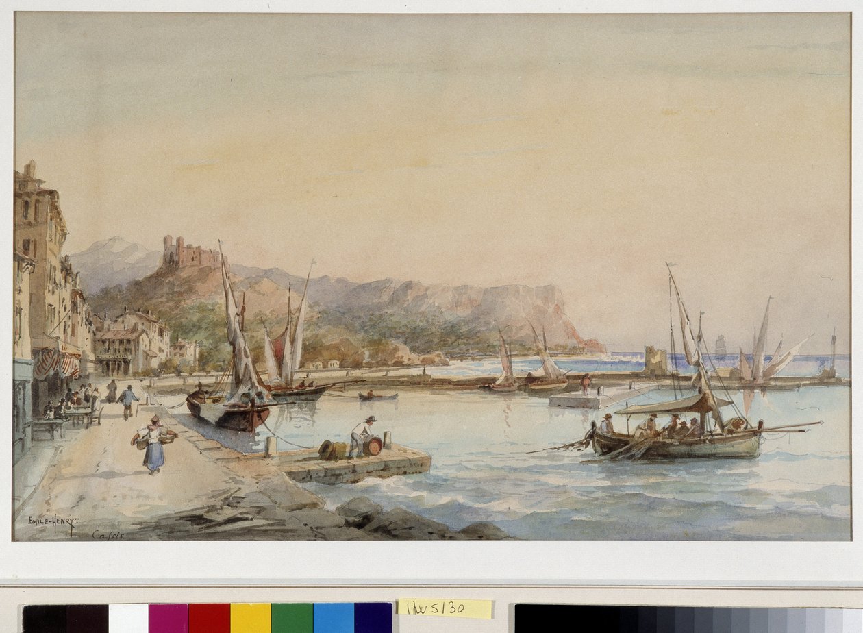 Vista del puerto de Cassis Acuarela de Emile Henry (1822-1920) Fondation regards de Provence, Marsella de Emile Henry