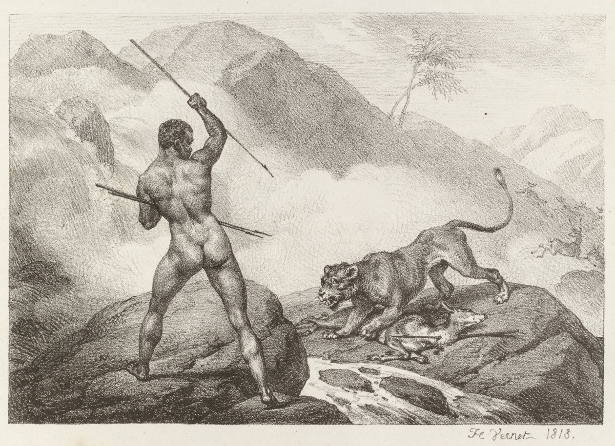 Cazador africano de Emile Jean Horace Vernet