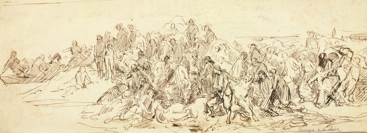 Cruce del Loira en octubre de 1793 (tinta sobre papel) de Emile Jean Horace Vernet