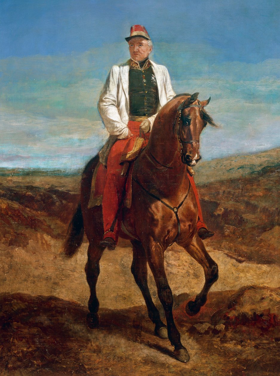 Retrato ecuestre de Thomas Robert Bugeaud de la Piconnerie (1784-1849), duque de Isly en 1844, mariscal de Francia en 1843, gobernador general de Argelia. de Emile Jean Horace Vernet