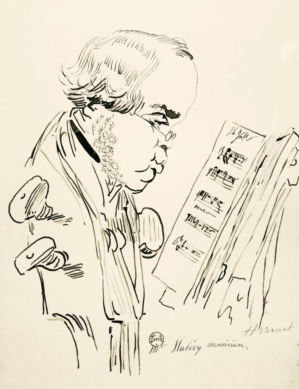 Retrato de Jacques Fromental Elie Levy, conocido como Halévy de Emile Jean Horace Vernet