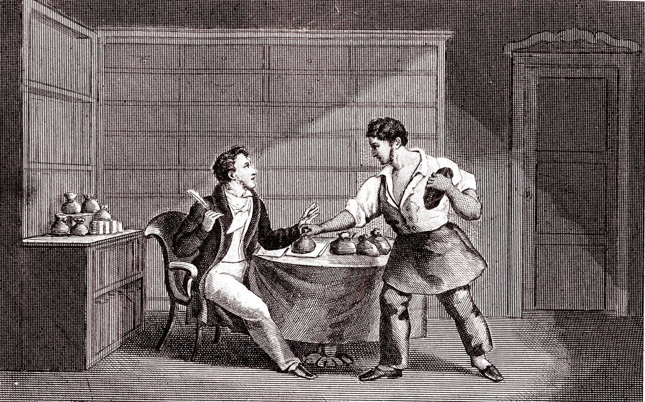 El zapatero y el financiero, Fábula de La Fontaine de Emile Joseph Alexandre Gouget
