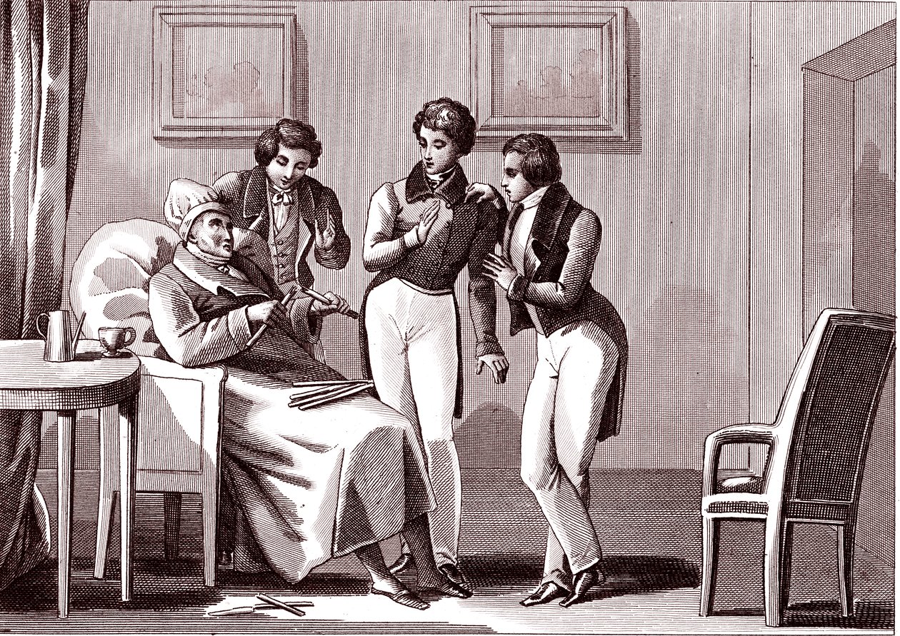 El viejo y los hijos.Fábula de La Fontaine de Emile Joseph Alexandre Gouget