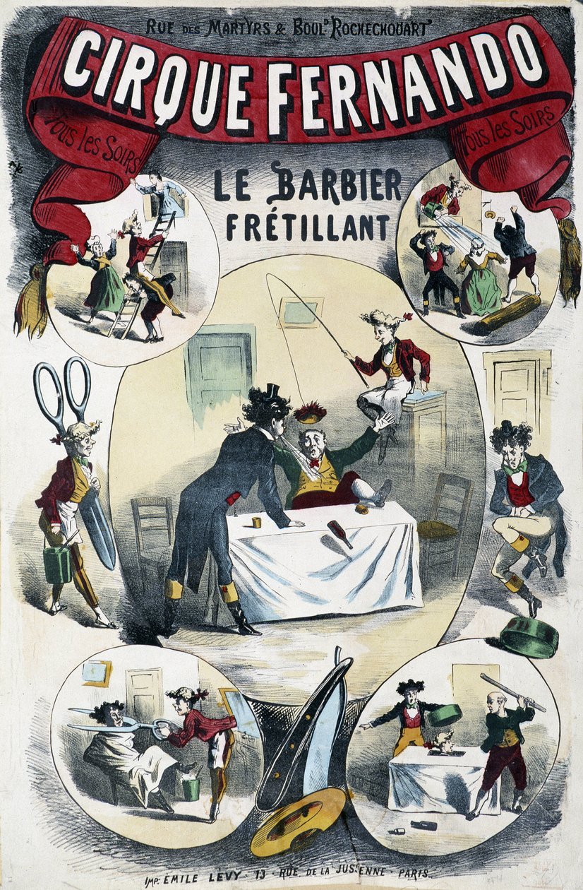 Cirque Fernando: El barbero escritor - Póster de Lévy, finales del siglo XIX de Emile Levy