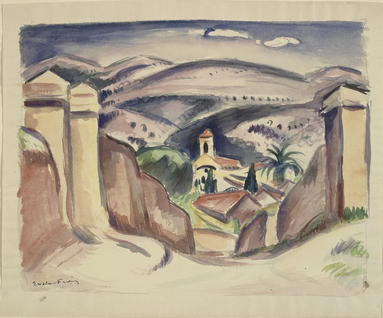 La entrada a Cassis, también llamada la Torre de la Iglesia en Cassis de Emile Othon Friesz