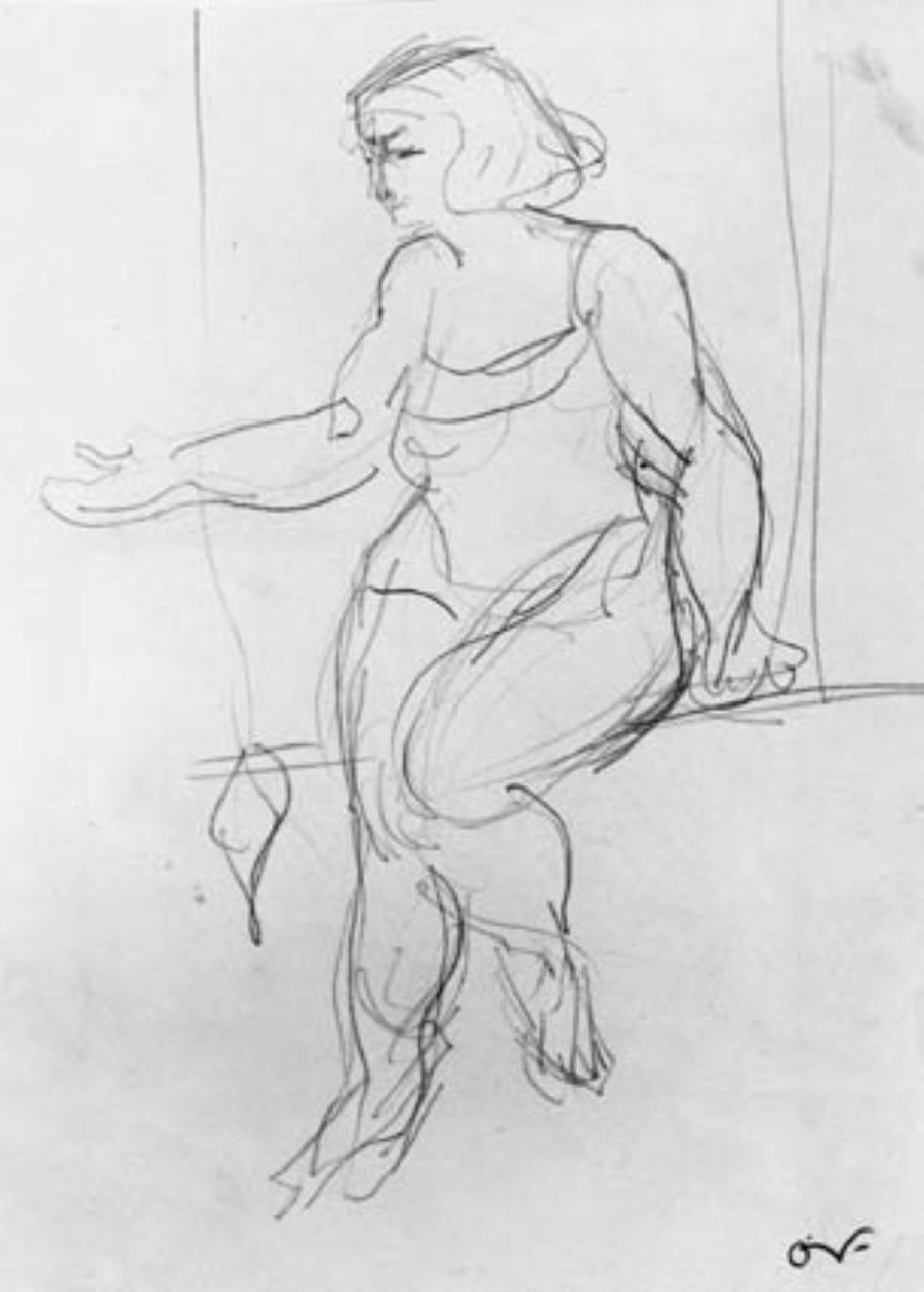 Acróbata femenina, sentada en el trapecio de Emile Othon Friesz