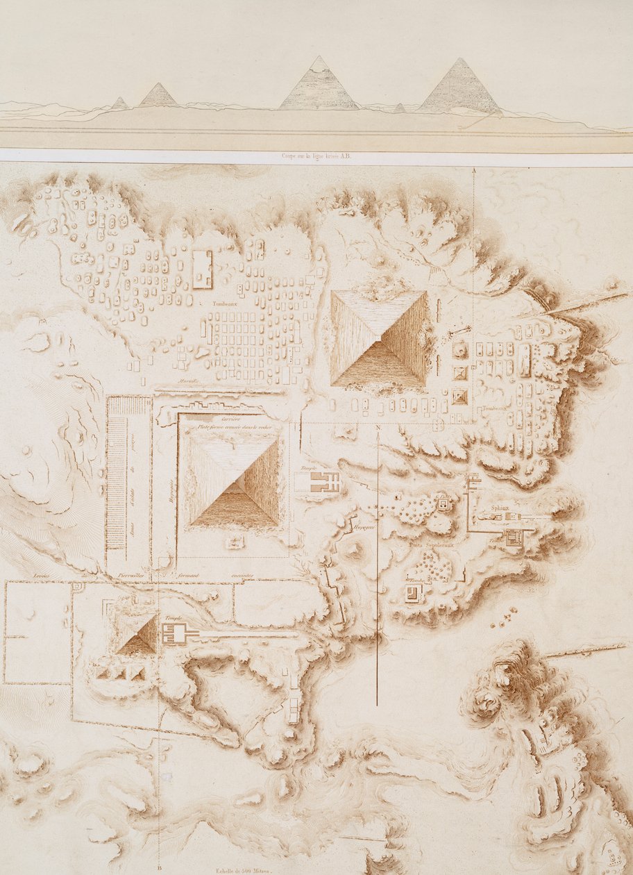 Plano de parte de la necrópolis de Menfis, meseta de Giza de Emile Prisse dAvennes