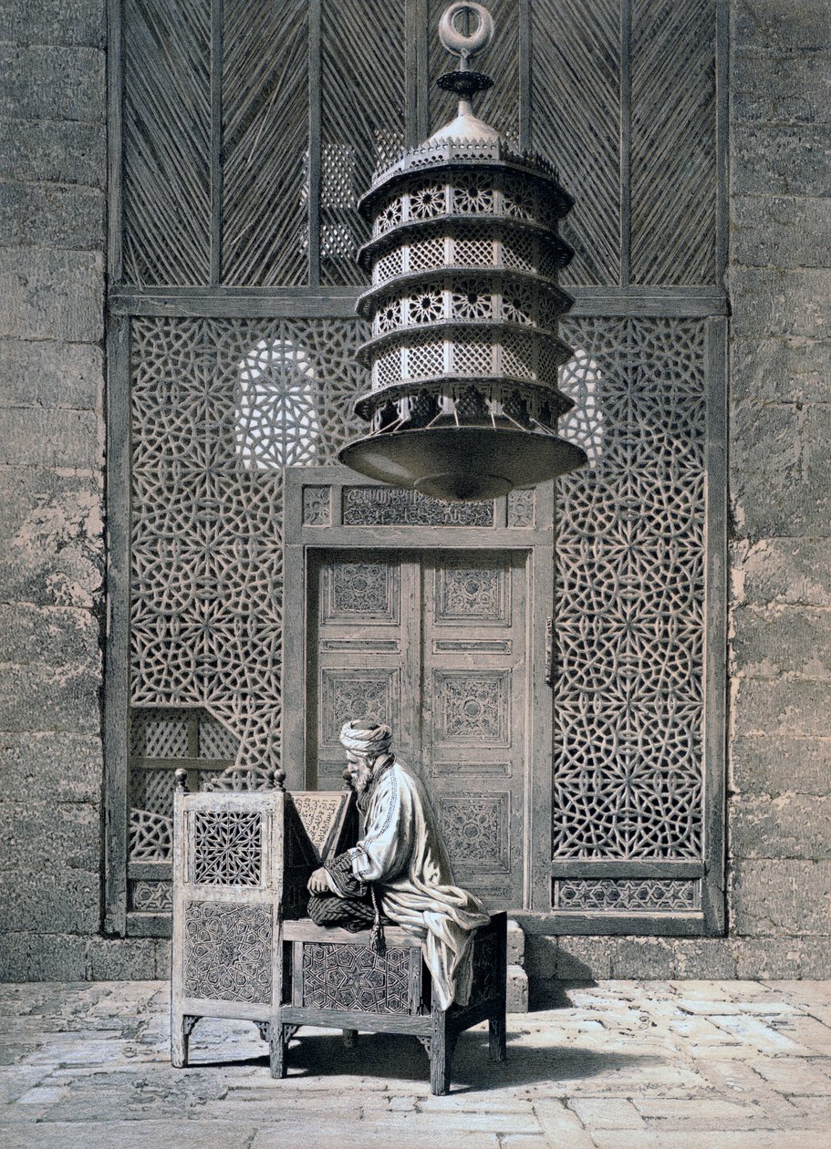 Puerta de la tumba, Mezquita del Sultán Barquq, siglo XIX de Emile Prisse d