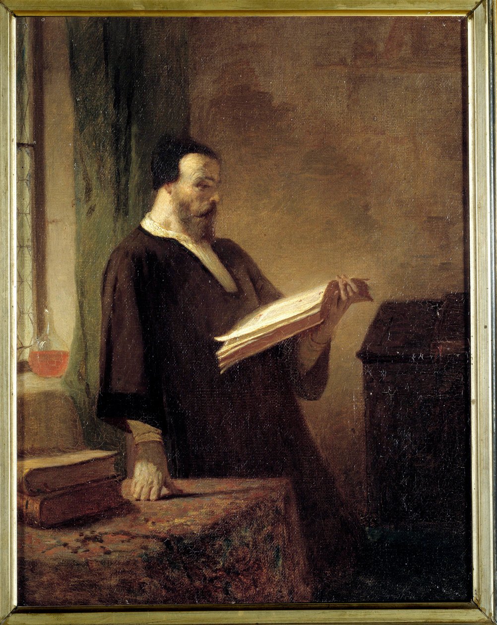 Un bibliófilo Un hombre leyendo un libro. Pintura de Emile Vaude (1819-1884) siglo XIX Museo de Bellas Artes de Troyes de Emile Vaude