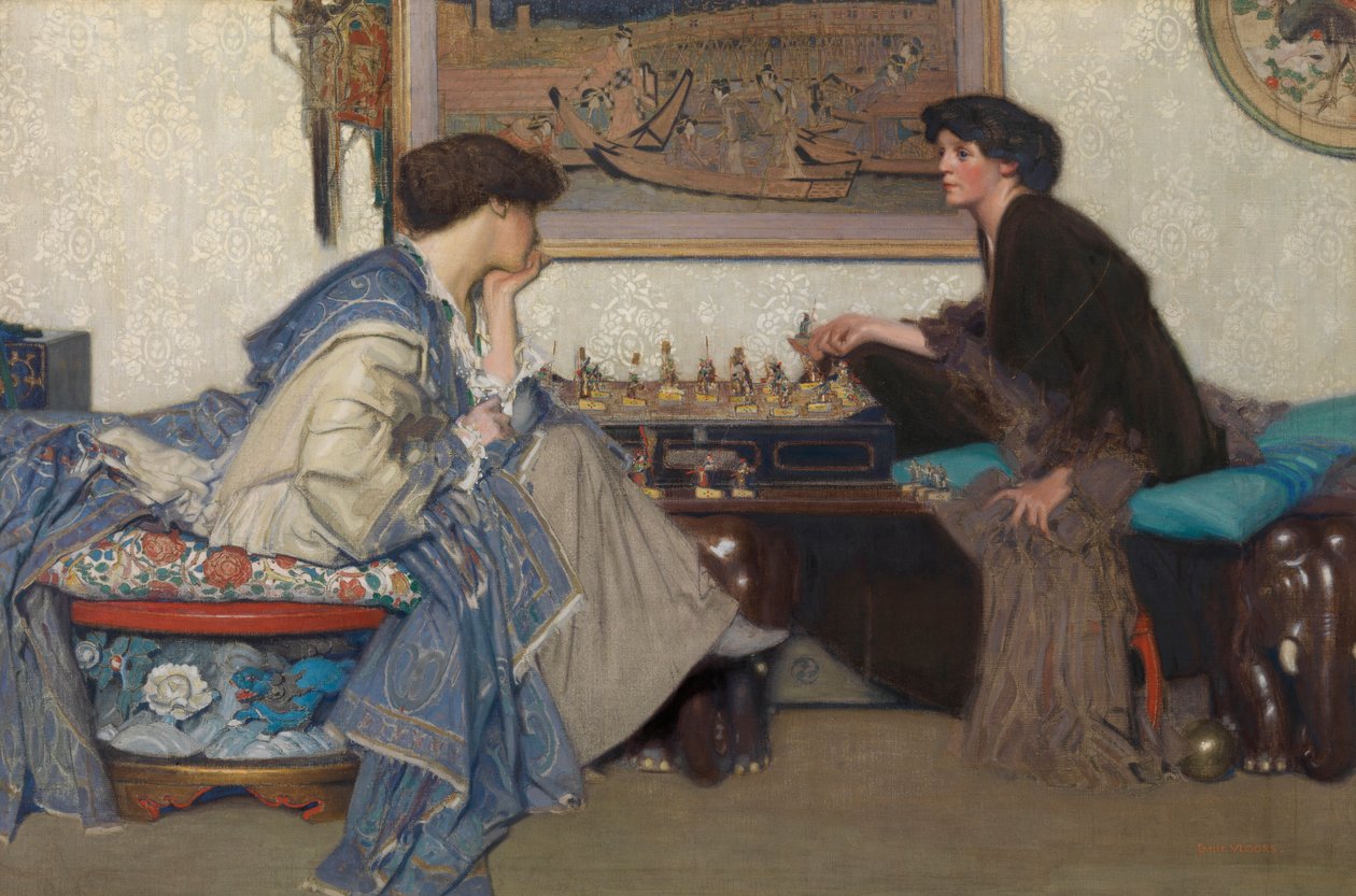 La partida de ajedrez (óleo sobre lienzo) de Emile Vloors