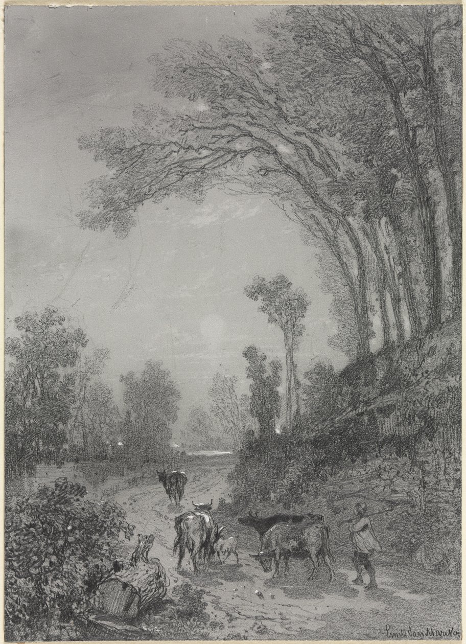 Paisaje con vacas, segunda mitad del siglo XIX de Émile van Marcke