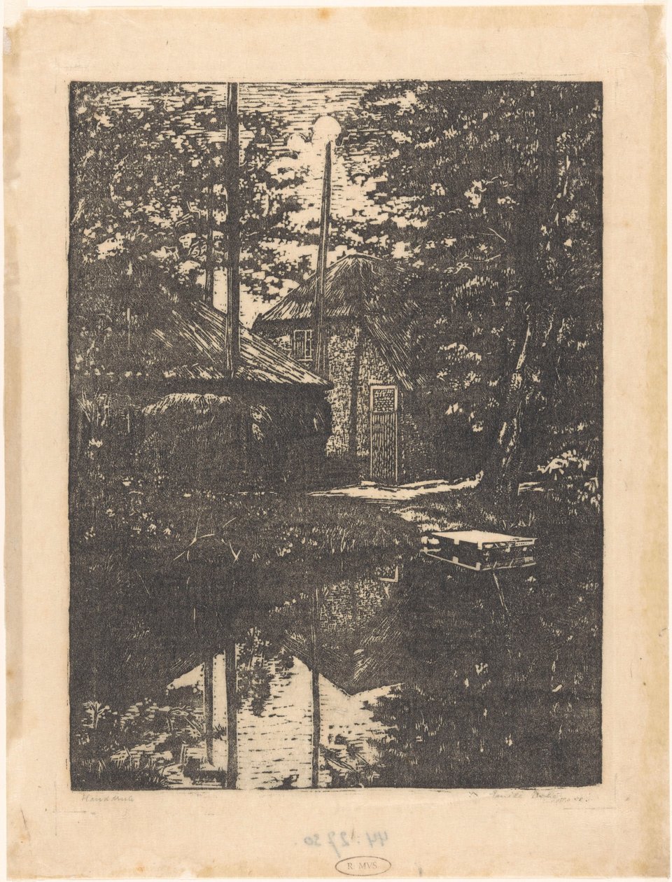 Granja frente al mar y granero de heno de Emilius Wilhelmus Dehé (signed by artist)
