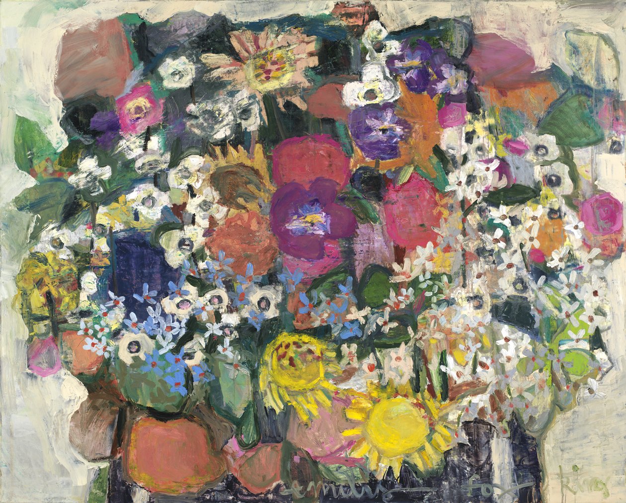springsong, 2024 (óleo y cera fría sobre lienzo) de Emily Fox King