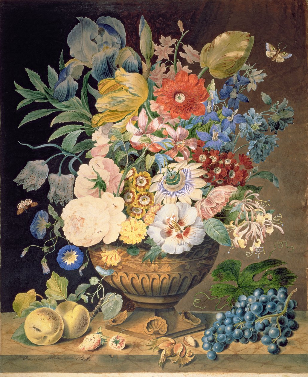 Flores y frutas, 1828 de Emma Sillett