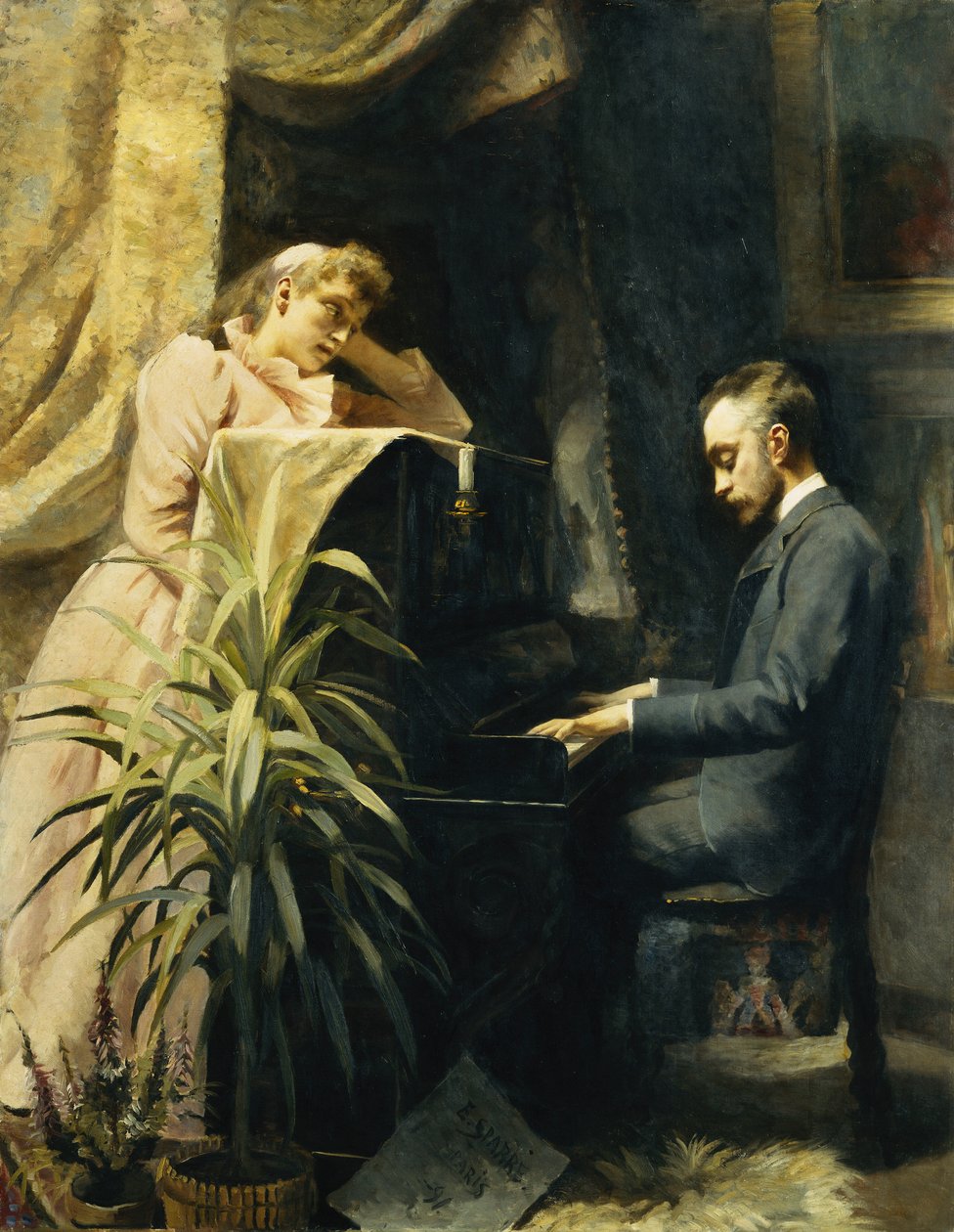 En el piano, 1891 de Emma Sparre