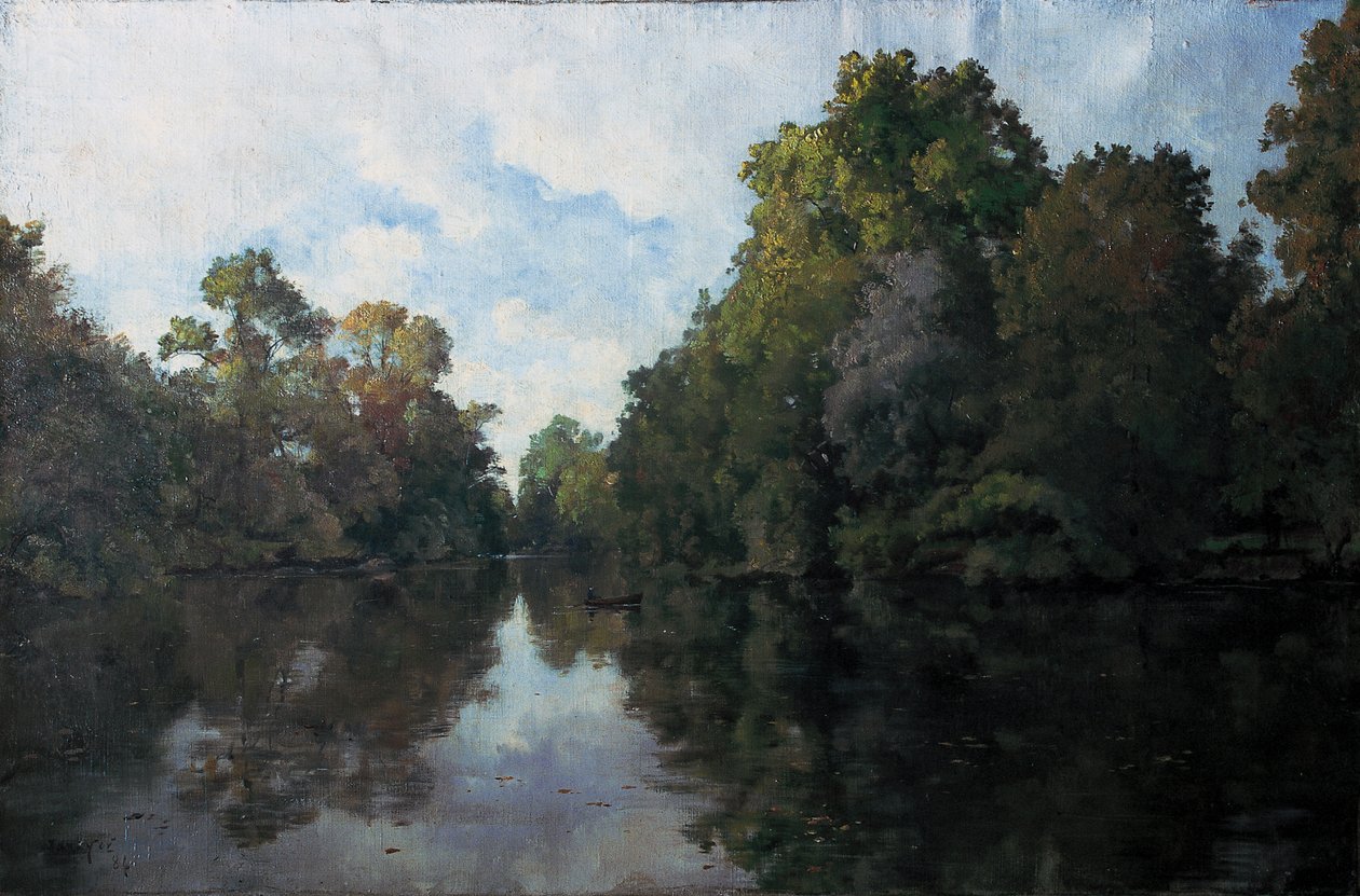 Clisson, La Sèvre cerca del molino harinero, los árboles de la Garenne Lemot de Emmanuel Lansyer
