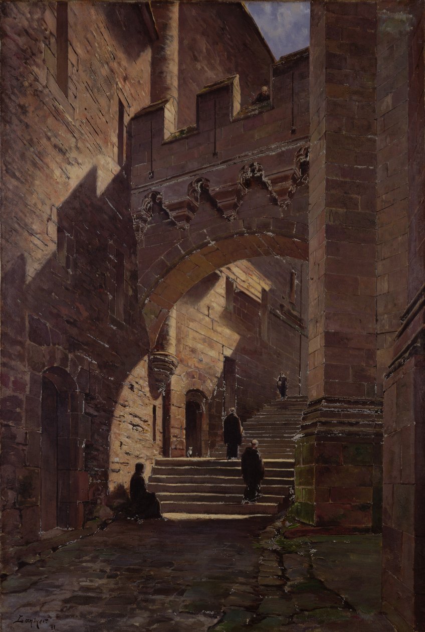 Mont Saint-Michel, puerta fortificada en la Abadía, 1881 de Emmanuel Lansyer
