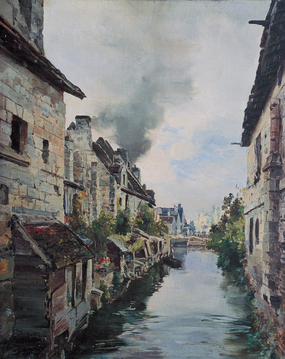El canal de Beaulieu, vista del puente en la carretera de Loches a Beaulieu. 1891 (óleo sobre lienzo) de Emmanuel Lansyer